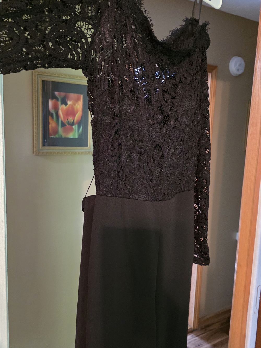 Premier Black Lace Long-Sleeve Evening Gown